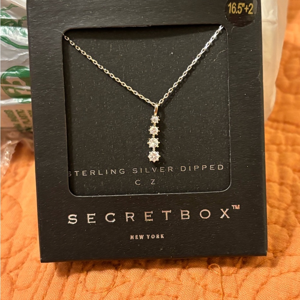 Sterling Silver Dipped Necklace with CZ Accents
